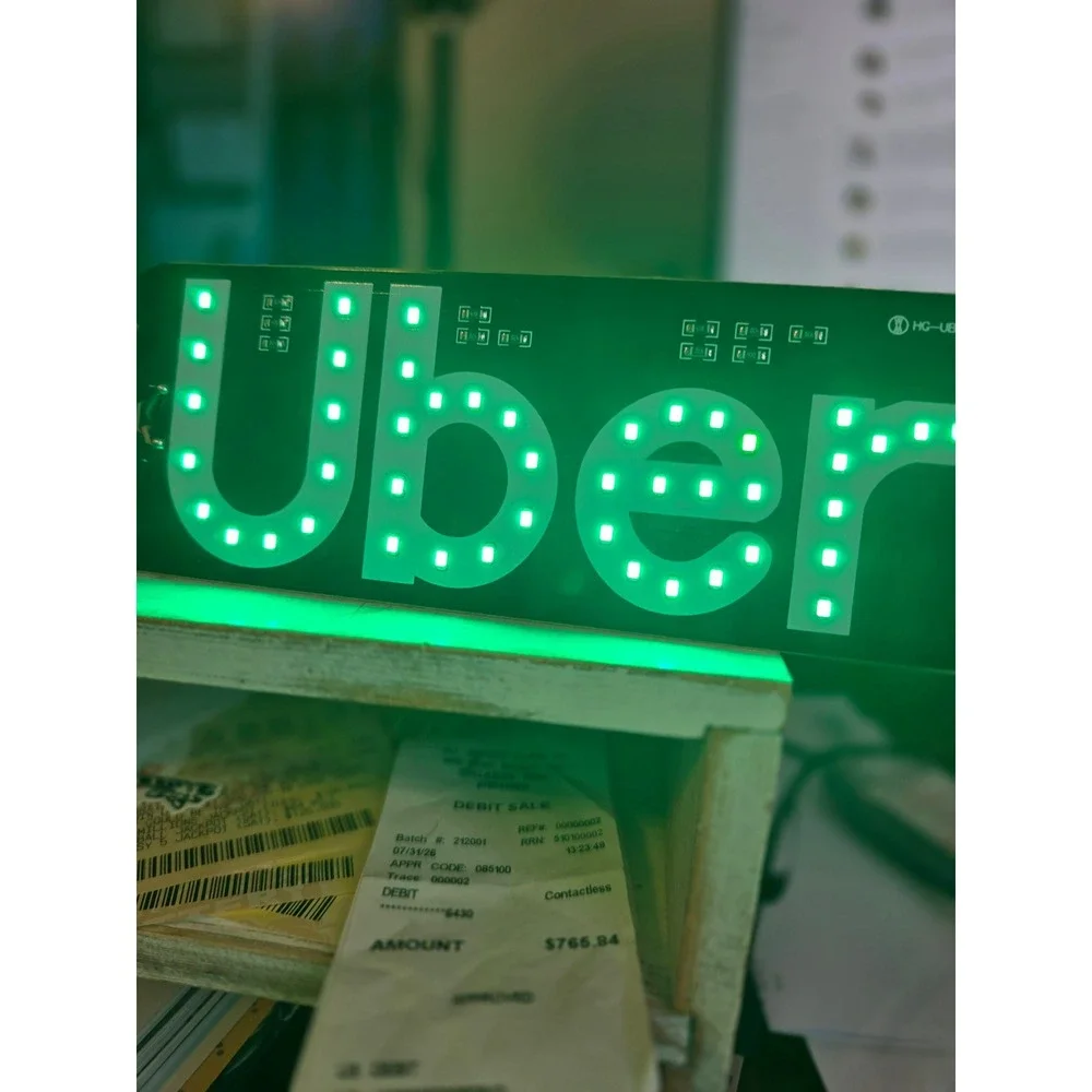 Rideshare LED Light Sign Green Rideshare Car Windshield USB Powered - Picture 2 of 10